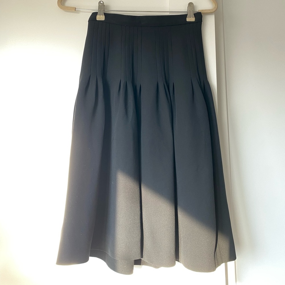 SOLD Valentino Black Pleated Midi Skirt